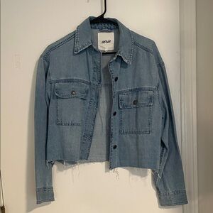aerie Cropped Light Blue Denim Jacket